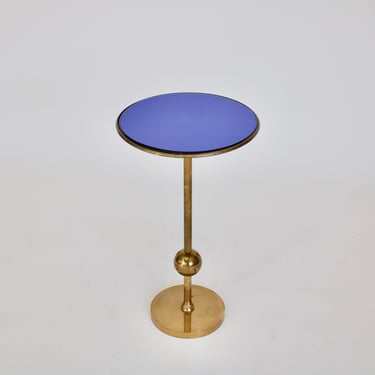 Osvaldo Borsani T1 Brass and Blue Glass Side Table for Tecno