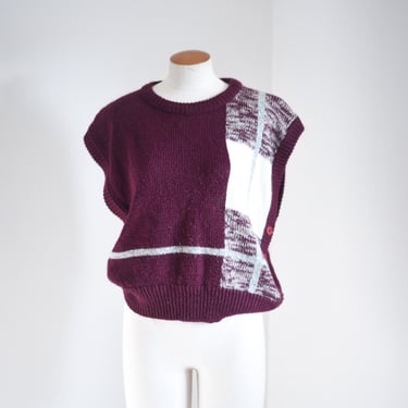1980s Maroon Sweater Vest - L 