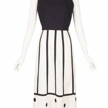 Daymor Couture 1970s Vintage Black & White Cut-Out Back Maxi Dress Sz S 