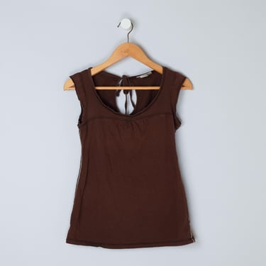 Vintage Y2k Dark Brown Top with keyhole & tie in the back - 