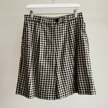 Neutral Gingham Long Shorts