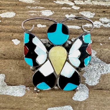 TAKING FLIGHT Allison Dishta Inlay Butterfly Zuni Ring | Native American Southwestern Jewelry | Silver, Turquoise Spiny Oyster | Size 5 & 9 