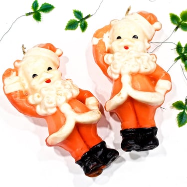 VINTAGE: 1950s - 2 Christmas, Gurley Santa Candles - Waving Santas - Novelty Candles - Christmas, Xmas, Holidays - SKU 15-D2-00030870 