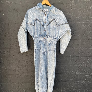 Acid Wash Denim Dress w/ Zipper Detail