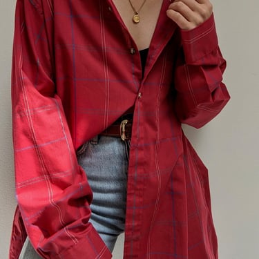 Ruby Grid Pattern Button Down