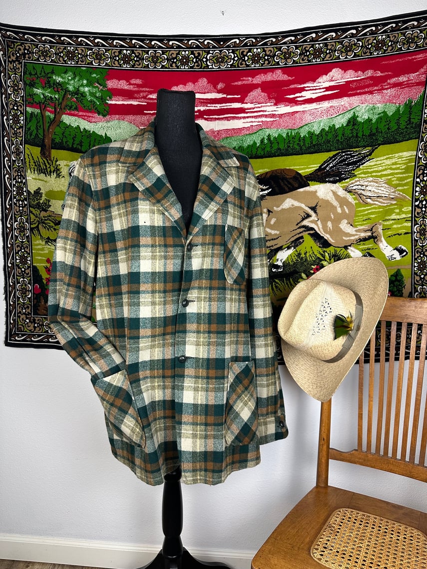 Vintage hotsell Pendleton 49er Plaid Wool Shacket Jacket Size Medium