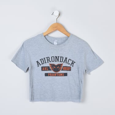 Vintage 2000s Adirondack Phantoms Cropped T-Shirt - y2k, crop top, grey, gray, hockey - Women's S 