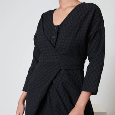 RUJUTA SHETH Venus Wrap Jumper - Black Waffle on Garmentory