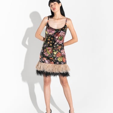 LA DOUBLE J Floral Ostrich Sequin Dress (Sz. S)