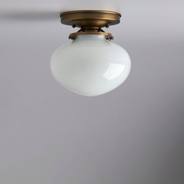 Rounded White/Opal Glass -- Flush Mount -- Hand Blown Glass -- Light Fixture -- Made in the USA 