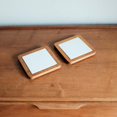 Tile and Wood Trivets or Coasters Made in Japan - set of 2 