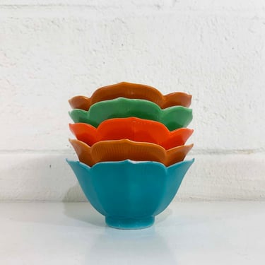 Vintage Lotus Bowls Set of 5 Rainbow Mid-Century Retro Tulip Bowl Mis En Place Rice Sorbet Ice Cream Sunshine Otagiri 1970s 