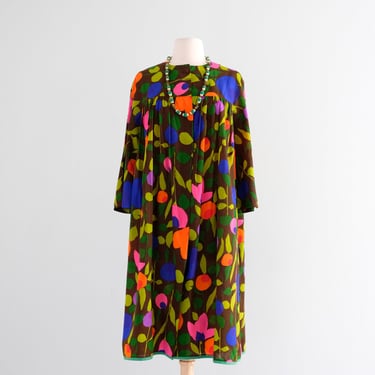 Coolest 1960's Abstract Floral Smock Dress   / L