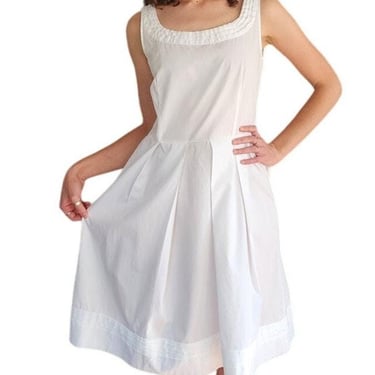 Vintage 2000s Miu Miu Sleeveless Dress in White Cotton 