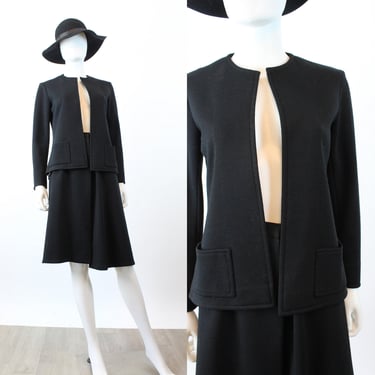 1970s HALSTON SUIT wrap skirt and jacket xs | new winter 