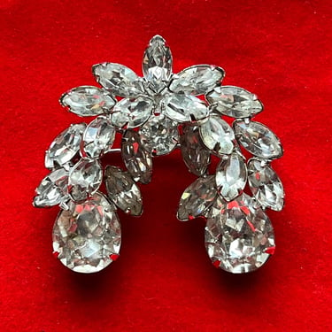 Eisenberg crystal jeweled brooch 1950s rhinestone ice arch pin 