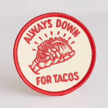 Tacos, Day of the Dead, Iron on Patch, Patches, Stocking Stuffers, Embroidered Patch, Gifts for Men, Gifts for Her, Skull, Taco, Bones 