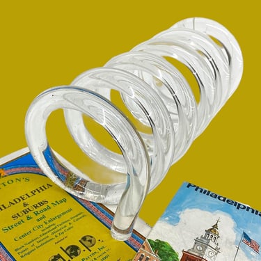 Vintage Dorothy Thorpe Letter Holder Retro 1960s Mid Century Modern + Clear Lucite + Spiral Frame + Desk or Office Storage + MCM Home Decor 