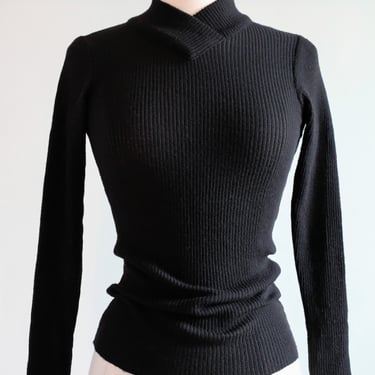 Vintage 1970's Black Wool Knit Missoni Sweater / S