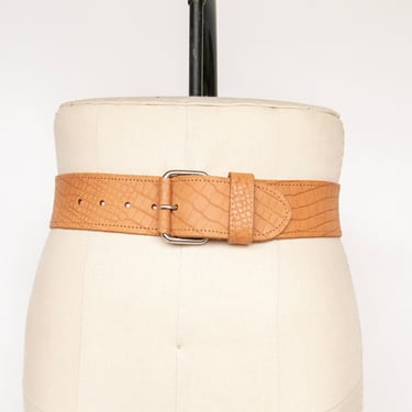 1980s Belt Leather Cinch Waist Brown S 