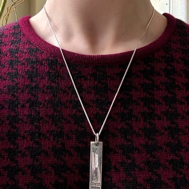 Gucci Sterling Silver Tab Pendant Necklace