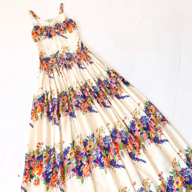 1930s Floral Rayon Dress 