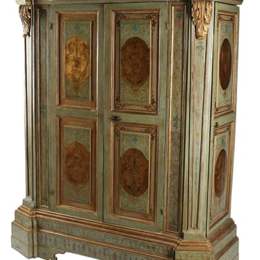 Antique Armoire, Wardrobe, Continental, Parcel Gilt &amp; Paint Decorated, 20th C!