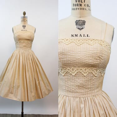 1950s PINTUCKED cotton sun dress xs | new spring summer 