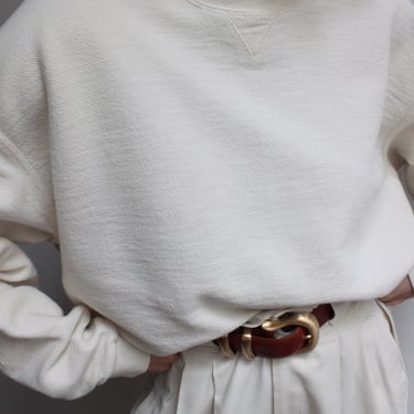 Lovely Vintage Cream Woven Crewneck