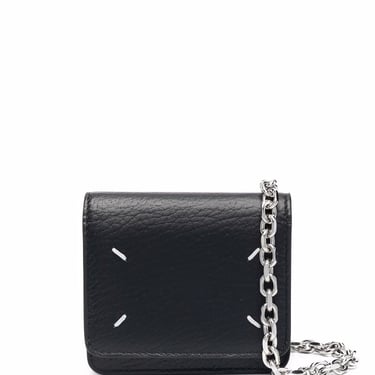 Maison Margiela Women Four Stitches Leather Wallet On Chain