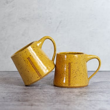 Yellow Handmade Ceramic Mug | Speckled Mug | Modern Pottery | Sunflower Yellow | Christmas Present | Coffee Mug | Tea Cup | Desert Aesthetic 