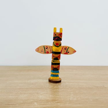 Vintage Small 5 Inch Native American Totem Pole Souvenir 
