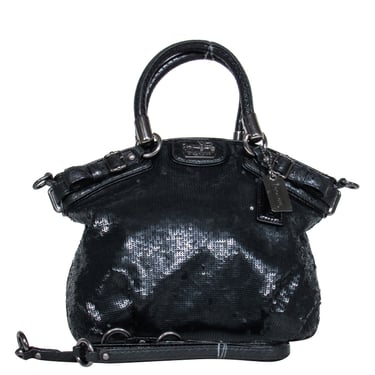 Coach - Black Sequin Leather Trim Crossbody Bag