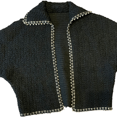 50s Black Bolero Sweater With Silver Trim S