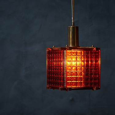 Orange crystal pendant, Mid-century, Danish design 