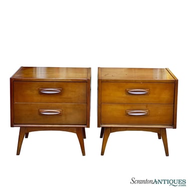 Mid-Century Modern Sculptural End Table Nightstands - A Pair