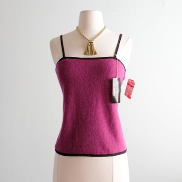 Vintage 1980's NOS Berry Angora Wool Knit Top by Versace