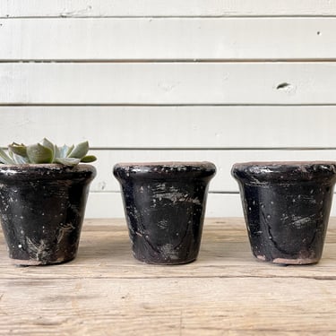Small Terracotta Planter Black Planter Ceramic 2” Planter 3” Planter Herbs Cactus Windowsill Houseplant Garden Cottagecore 