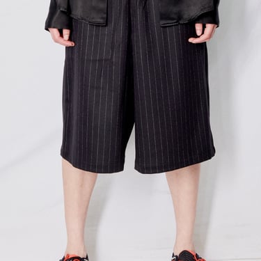 Navy Stripe Suiting Long Shorts