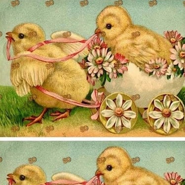 Easter Post Card Instant Download, Spring Chicks Collage Sheet, Digital Download 