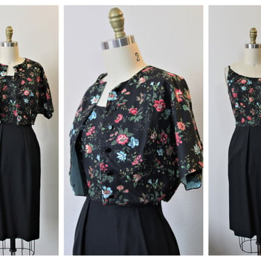 Vintage 1950s I Magnin California  2 Piece Wiggle Dress and Bolero Jacket   // Modern Size US 0 2 Extra Small 