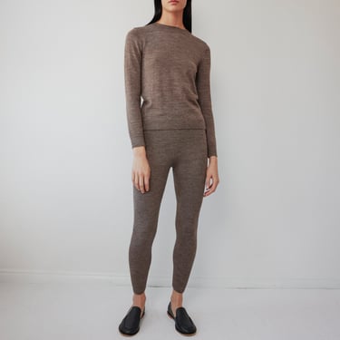 Layering Rib Crewneck in Heathered Brown