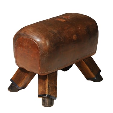 Vintage Leather Gymnastics Stool | 1930s, Czechoslovakia 