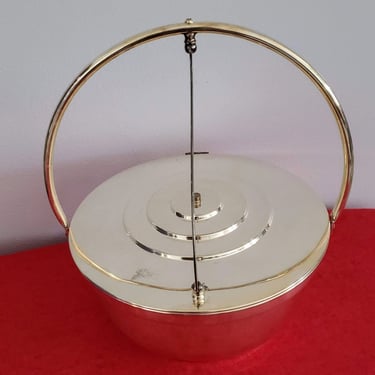 Art Deco design Silver-plated Pyrex casserole covered dish Unique Ice bucket 