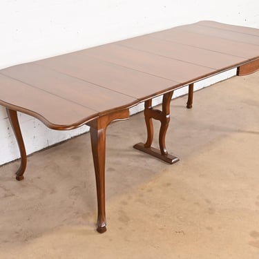 John Widdicomb French Provincial Solid Cherry Wood Extension Dining Table, Newly Refinished