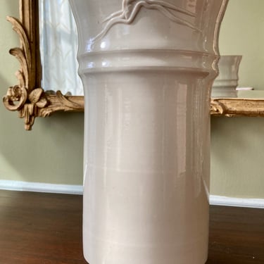 Tall Ivory Vase Wheel Thrown Signed Studio Pottery 