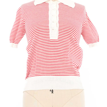Yves Saint Laurent Red Striped Knit Polo