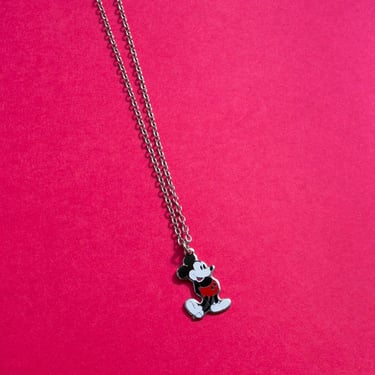 Adorable Iconic Vintage 80s Mickey Silver Chain Necklace 