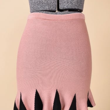 Pink and Black Cotton Knit Mini Skirt by Nelli K, S