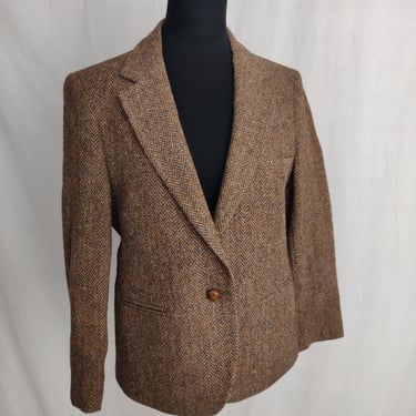 Vintage 70s Harris Tweed Wool Blazer // Pockets Scottish Wool Tailored 